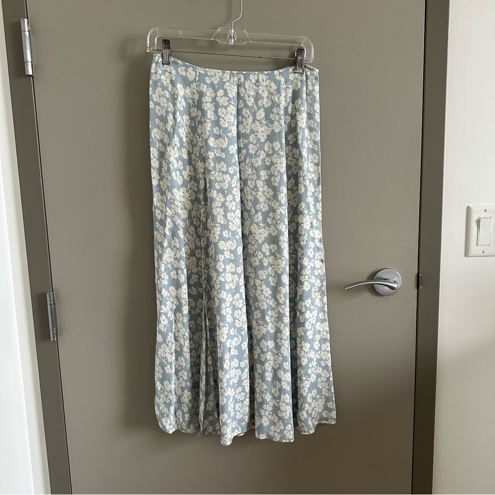 Reformation Zoe midi skirt with slit - light blue - hemmed